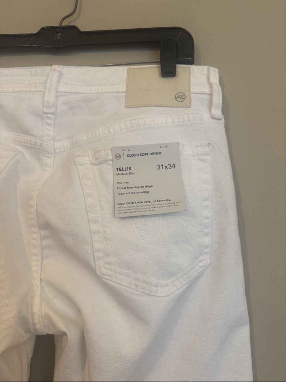 AG Tellis Jeans Modern Slim Fit, White, Size 31 - Picture 13 of 14